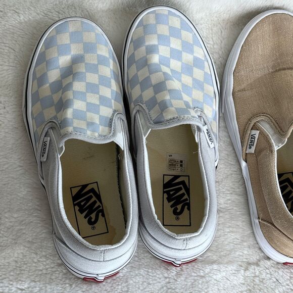 Vans Womens Checker Board Classic Slip-On Shoes Size 6.5 Blue White Tan Lot of 2 - Picture 6 of 6